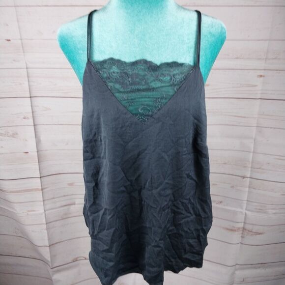 H&M Charcoal Gray Lace Sexy Top Camisole Tank Women's Size Large 12 - Picture 1 of 11